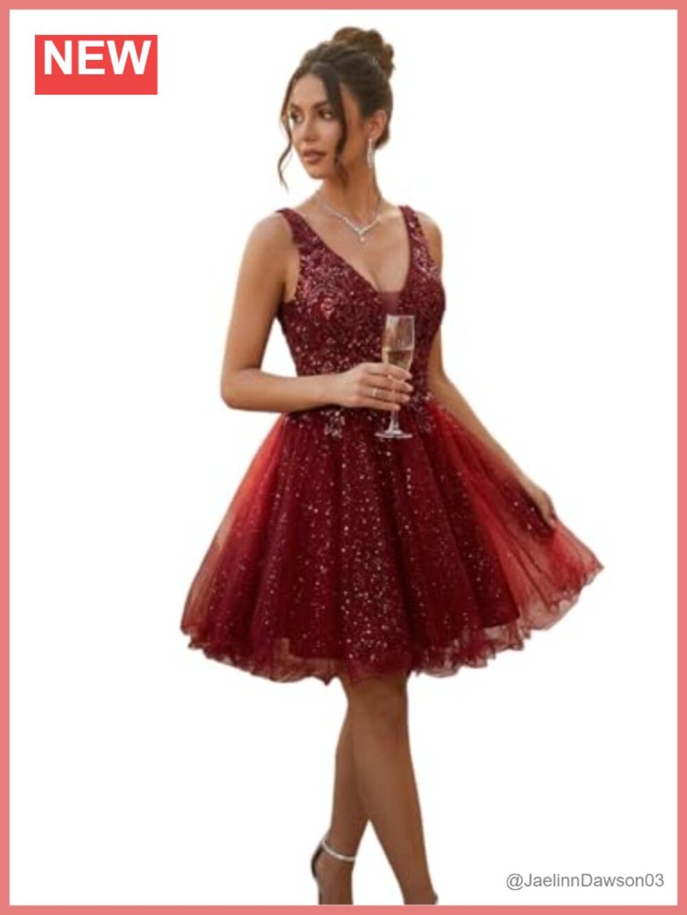 Short V Neck Butterfly Applique Tulle Prom Homecoming Party Dress